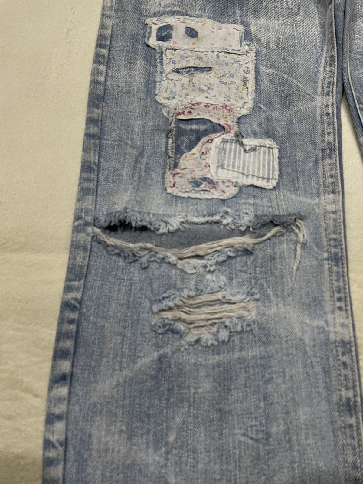 Japanese Brand Vintage Sky Bomber faded distress riped denim jeans Size US 30 / EU 46 - 6 Thumbnail