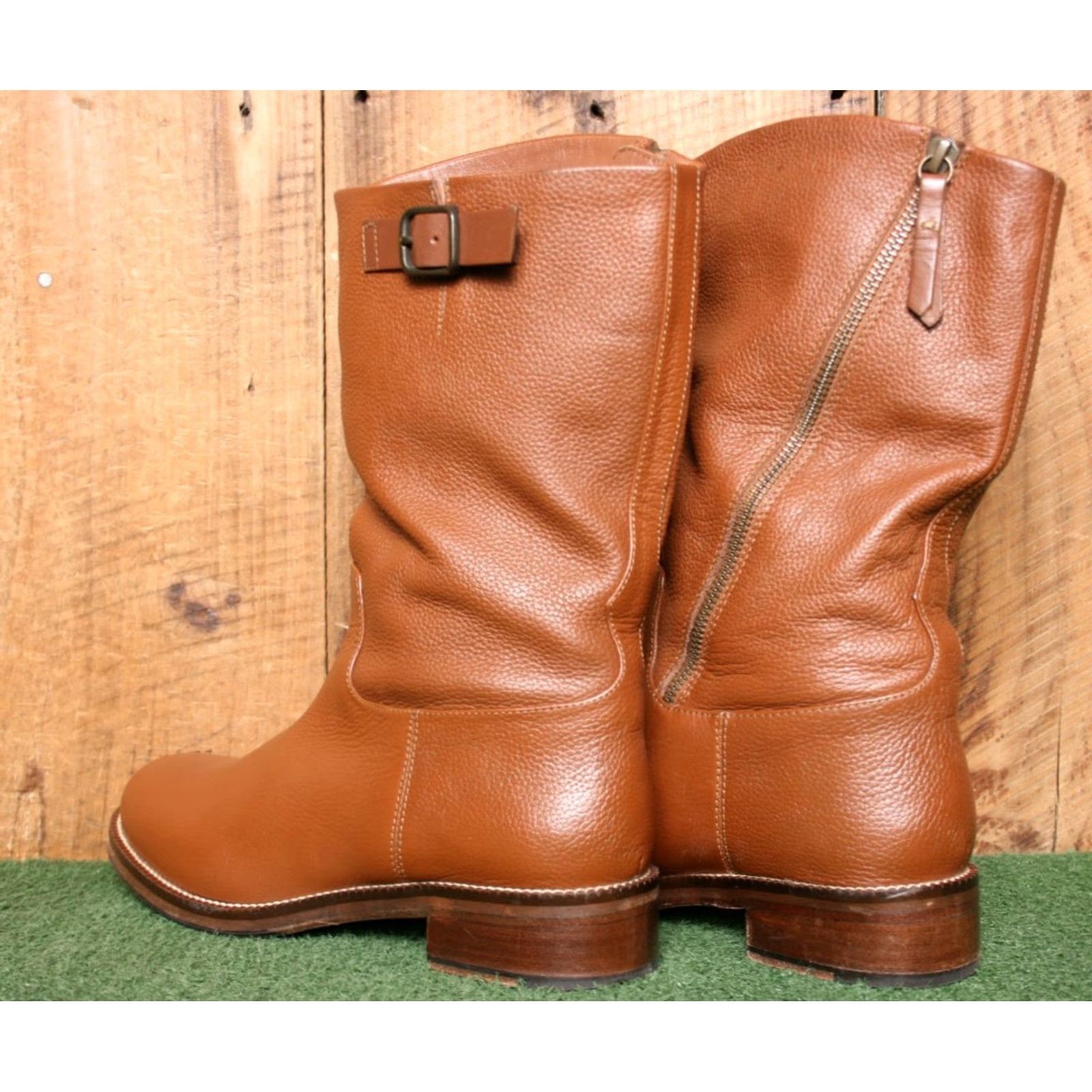 Massimo Dutti MASSIMO DUTTI Cognac Leather Mid-Calf Riding Boots EUR 40 ≈ US 9 Womens Boots 10.75” Shaft 14.25” Calf Cognac Riding Boot Low Heel Dust Bag Size US 9 / IT 39 - 3 Thumbnail