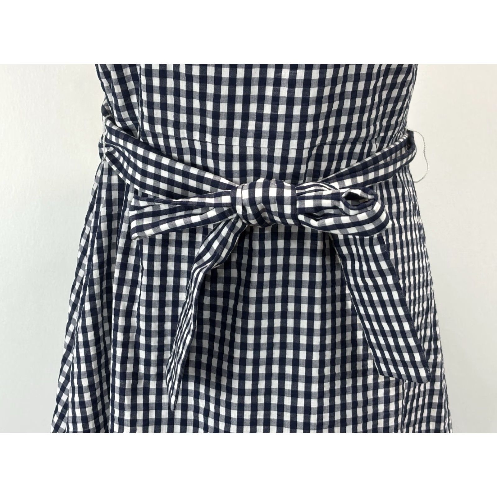 J.Crew VINTAGE J.CREW Midi Dress Size 12 Women's Navy White Gingham Ruffle Hem Sleeveless Tie Coastal Preppy Size XL / US 12-14 / IT 48-50 - 6 Thumbnail