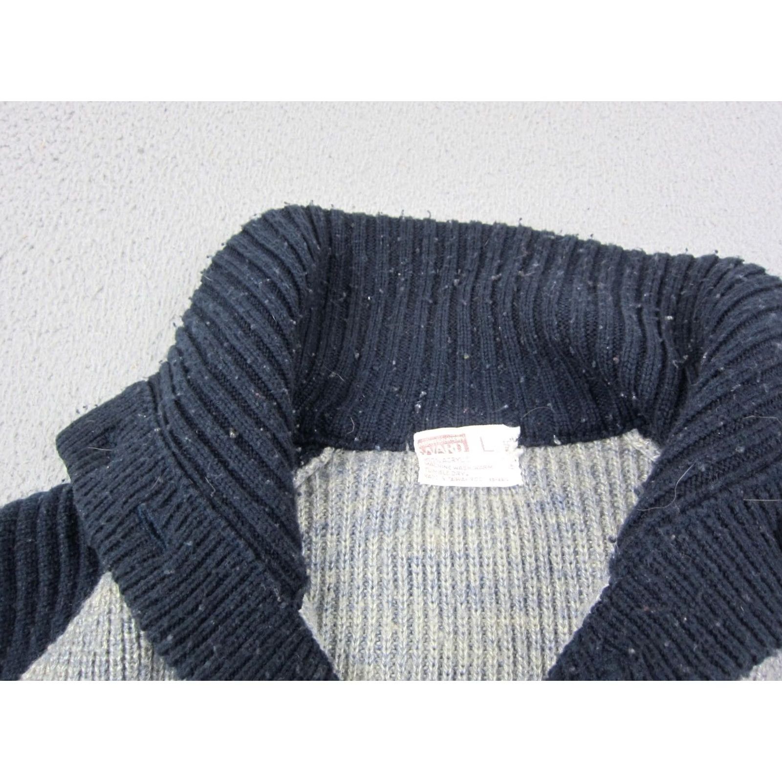 Vintage VINTAGE Montgomery Ward Cardigan Sweater Mens L Gray Blue 70s Button Collared Knit Long Sleeve Fall Winter Spring Regular Size Man Mens Clothing Size US L / EU 52-54 / 3 - 5 Thumbnail