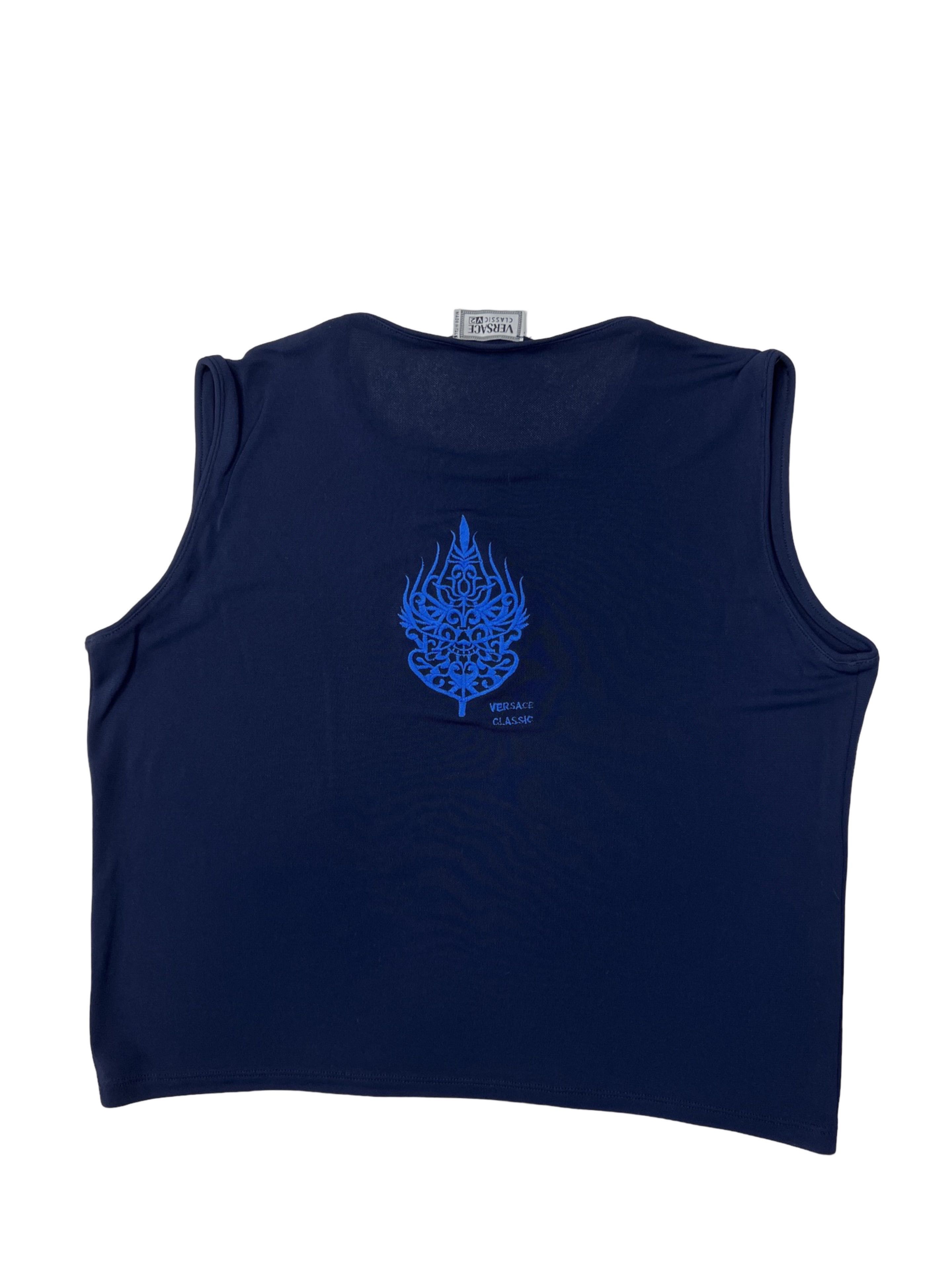 Seditionaries × Versace × Vintage Vintage 90s Versace Classic V2 Tribal Embroidery Tank Crop Size L / US 10 / IT 46 - 1 Thumbnail