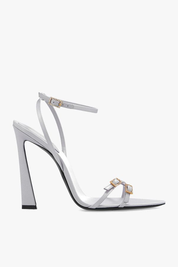 Saint Laurent Paris o1s1wg111024 Lila Sandals in Crepe Satin in Grey Size US 5 / IT 35 - 1 Thumbnail