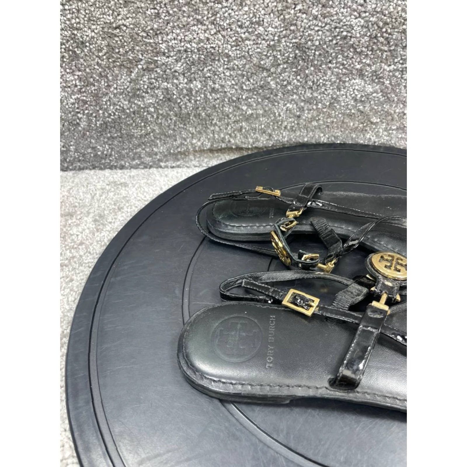 Tory Burch Tory Burch Sandals Womens Dillan Black Leather Adjustable Strap Thong M UK 4.5 US 6.5 EU 37 Pattern: Solid Closure: Buckle Size US 5 / IT 35 - 3 Thumbnail
