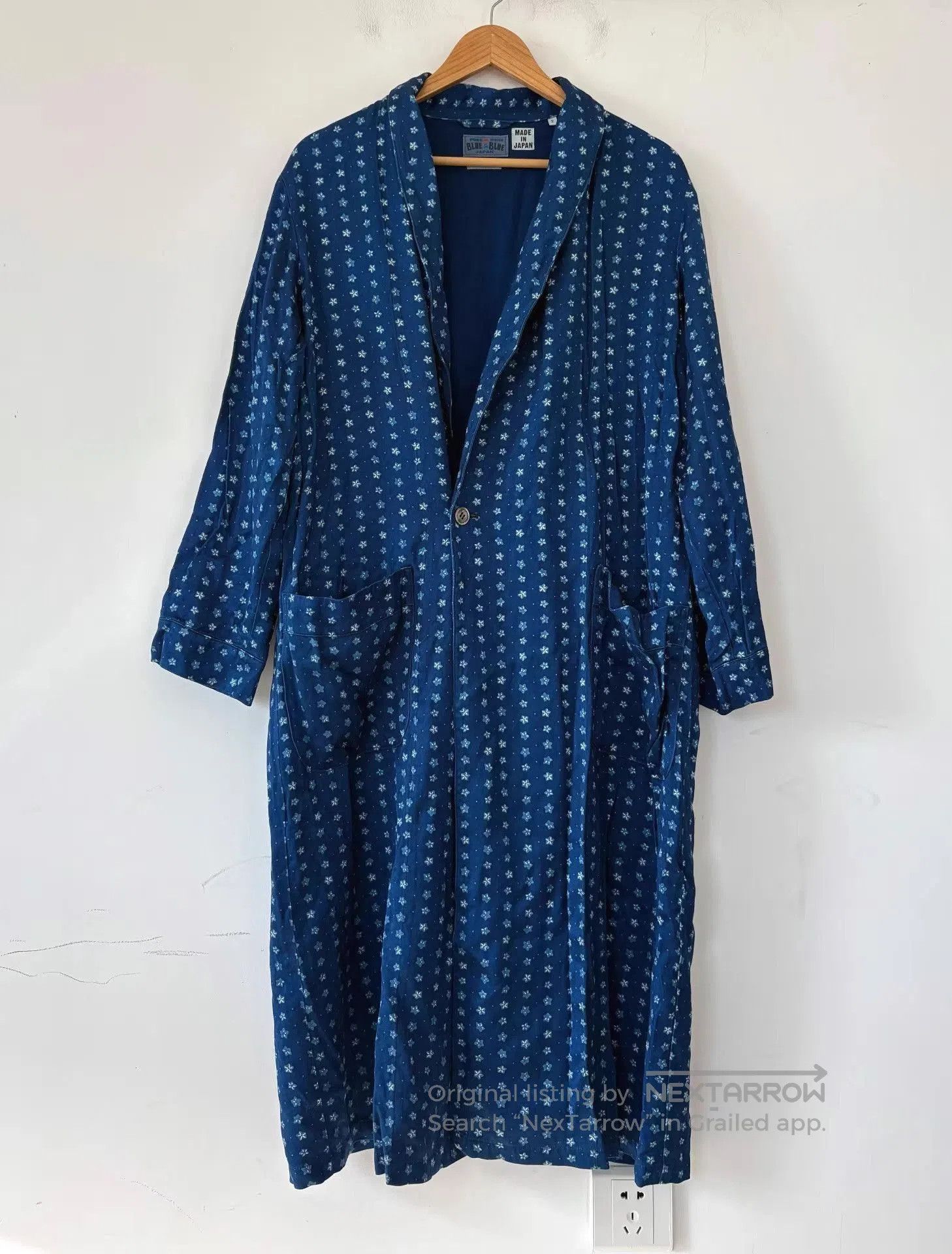 Blue Blue Japan Blue Floral Pattern Long Light Jacket. Size US M / EU 48-50 / 2 - 1 Thumbnail