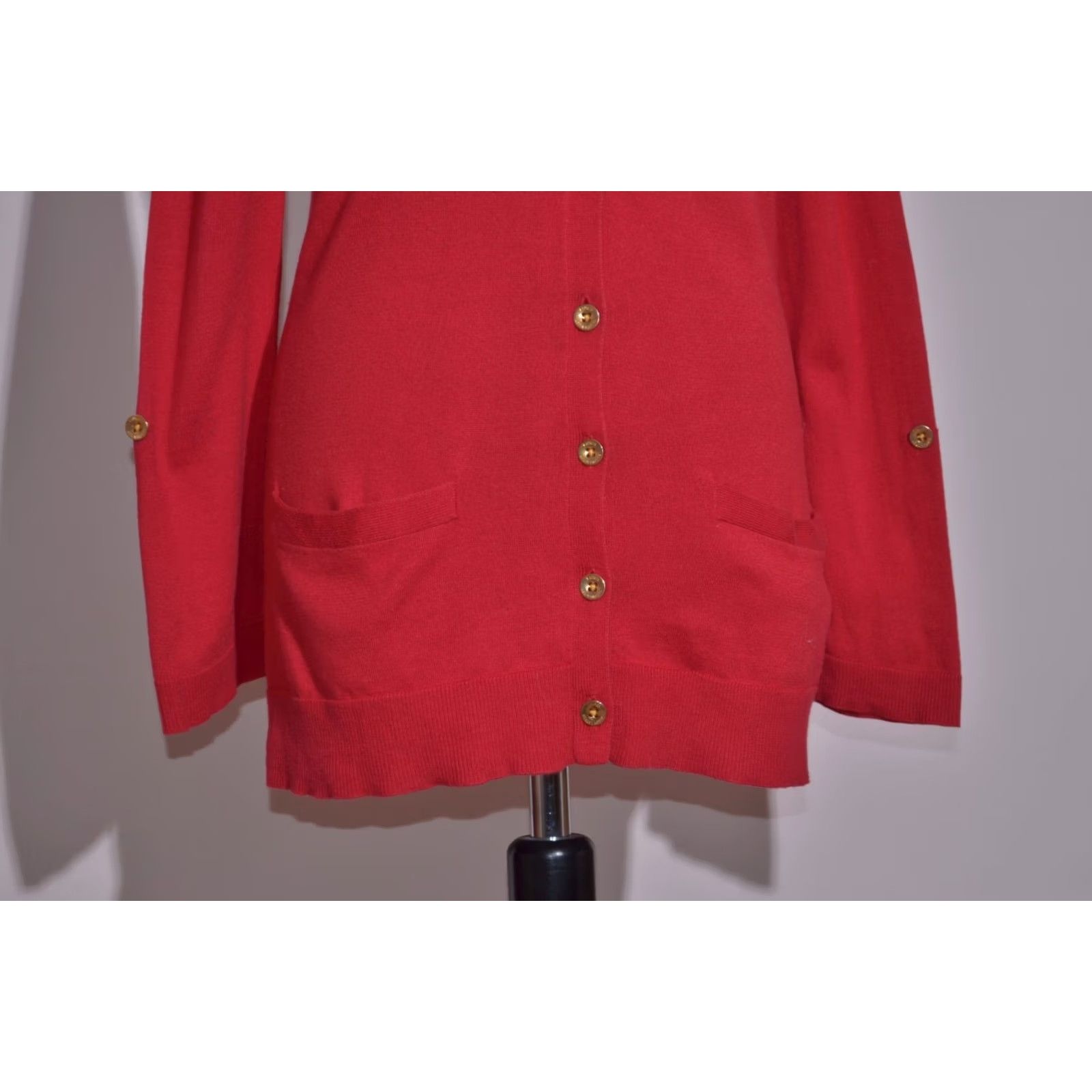 Ralph Lauren Lauren Ralph Lauren Cardigan Shirt Women Red Cotton Knit V-Neck Pockets M Size M / US 6-8 / IT 42-44 - 3 Thumbnail
