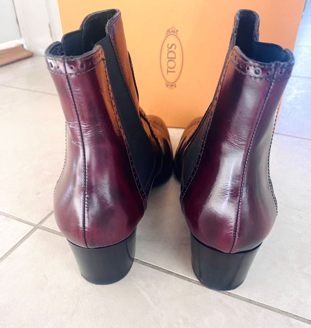 Tod's Tod's Burgundy Leather Chelsea Boots Size US 8 / IT 38 - 3 Thumbnail