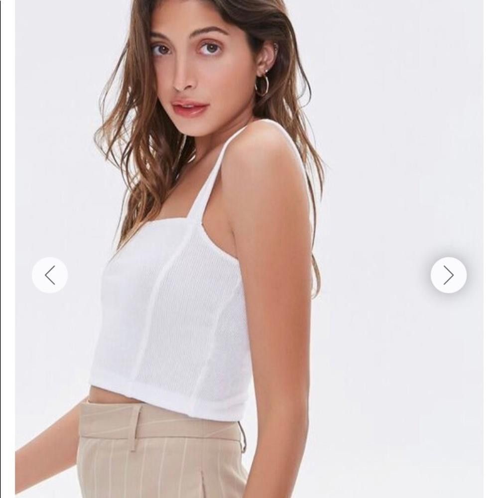 Designer Stylish White Cropped Camisole Top Size M / US 6-8 / IT 42-44 - 3 Thumbnail