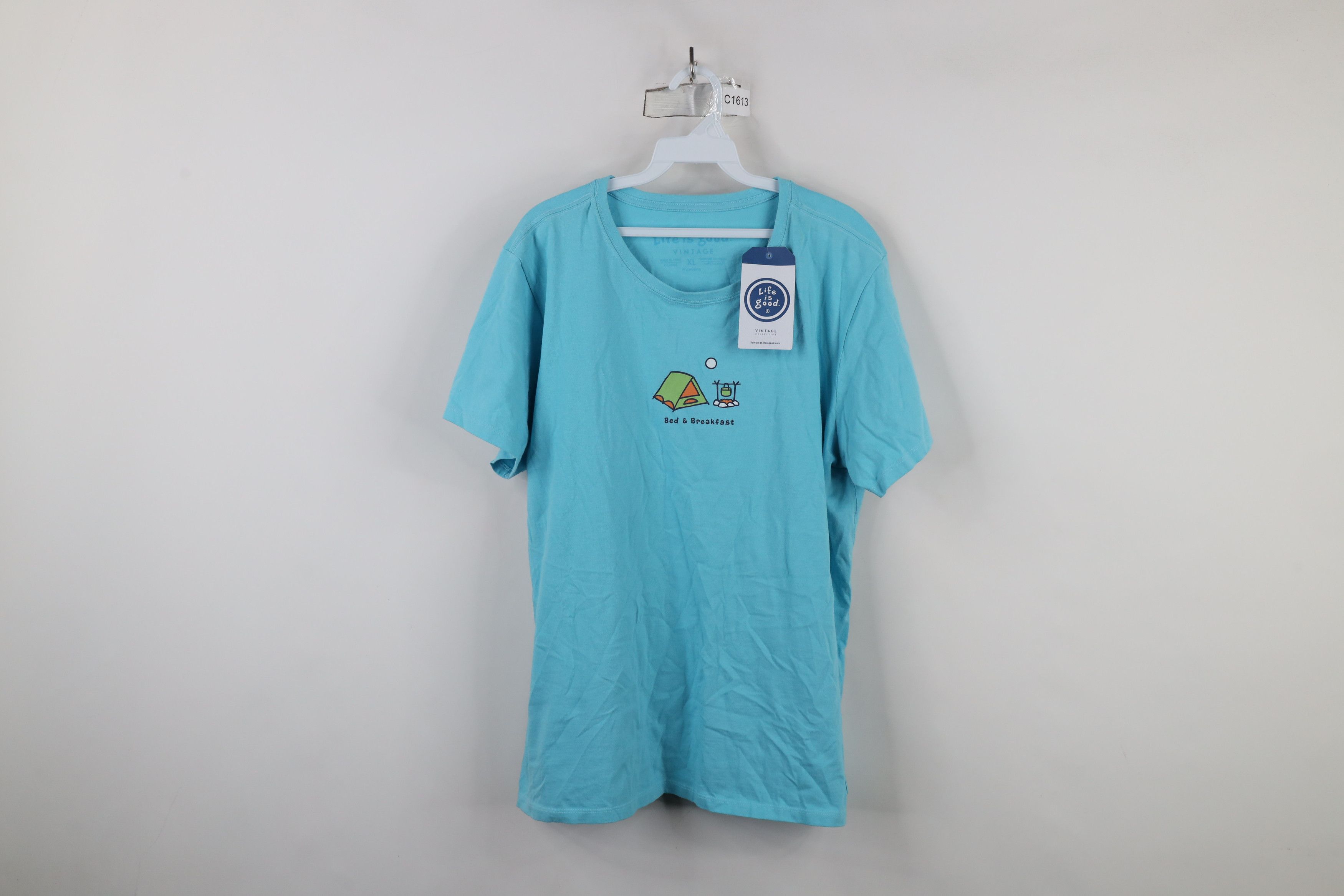Life is Good × Vintage New Life Is Good Bed & Breakfast Camping T-Shirt Blue Cotton Size XL / US 12-14 / IT 48-50 - 1 Thumbnail