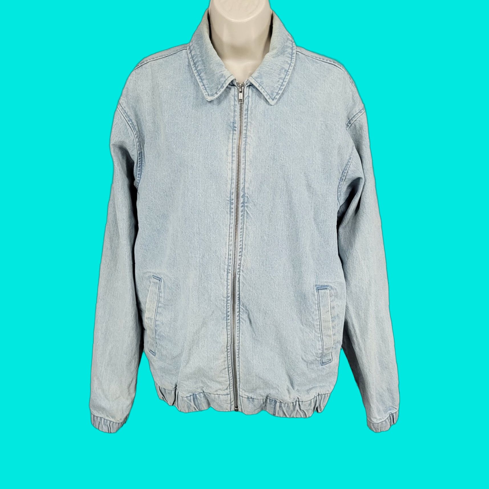Urban Outfitters Urban Outfitters Jacket Women Small S Blue Denim Light Wash Full Zip Unlined Pockets Collared Cotton Denim Basic Jacket Size S / US 4 / IT 40 - 1 Thumbnail