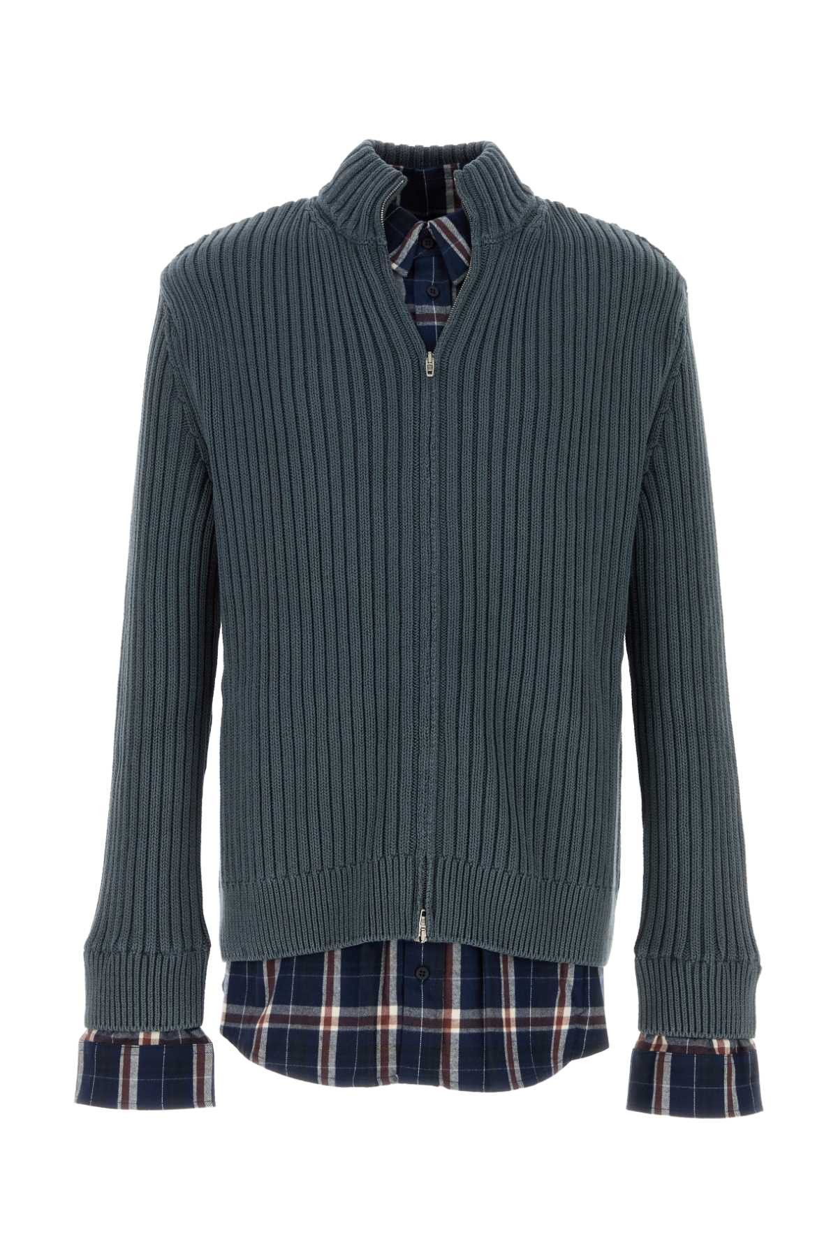 Balenciaga Petrol Blue Cotton Cardigan Size US M / EU 48-50 / 2 - 1 Thumbnail