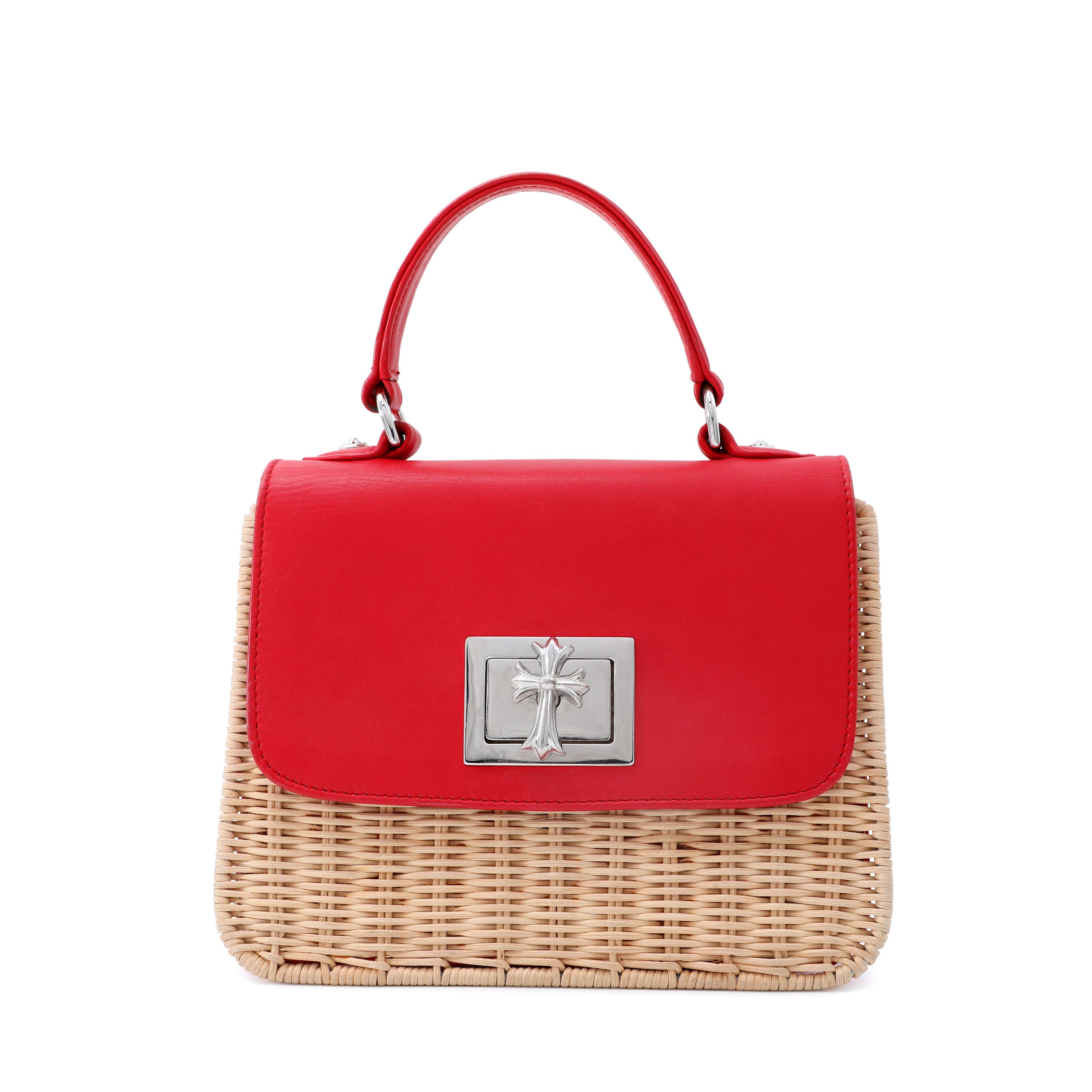 Chrome Hearts Wicker Top Handle Bag Red Leather Flap Size ONE SIZE - 3 Thumbnail