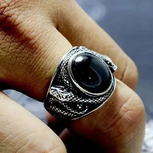 Other Punk Black Gem Stone Ring Size 7 8 9 10 Size ONE SIZE - 4 Thumbnail