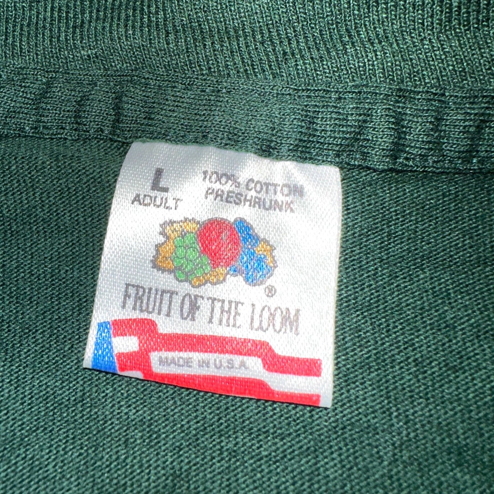 Fruit Of The Loom VINTAGE Fruit of the Loom USA Flag T Shirt Main Selling Point Brand Green Redman Home Construction Large Mens L Crew Neck Short Sleeve USA Theme Size US L / EU 52-54 / 3 - 3 Thumbnail