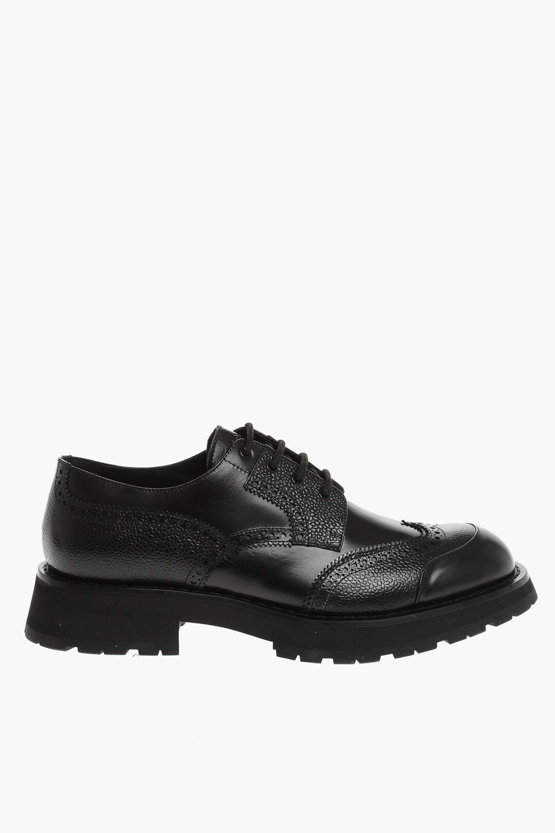 image of Alexander Mcqueen Og1Mm0423 Leather Derby Shoes In Black, Men's (Size 9)