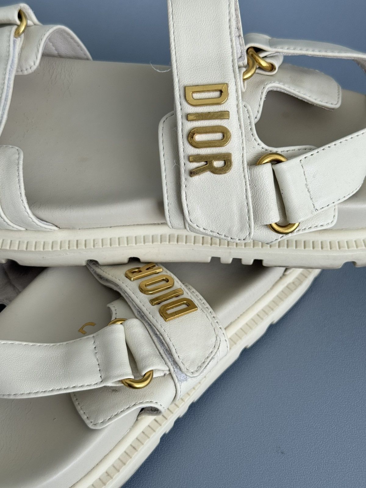 Dior Dior Dioract Sandal Ivory Lambskin Gold Logo Size US 9 / IT 39 - 13 Thumbnail