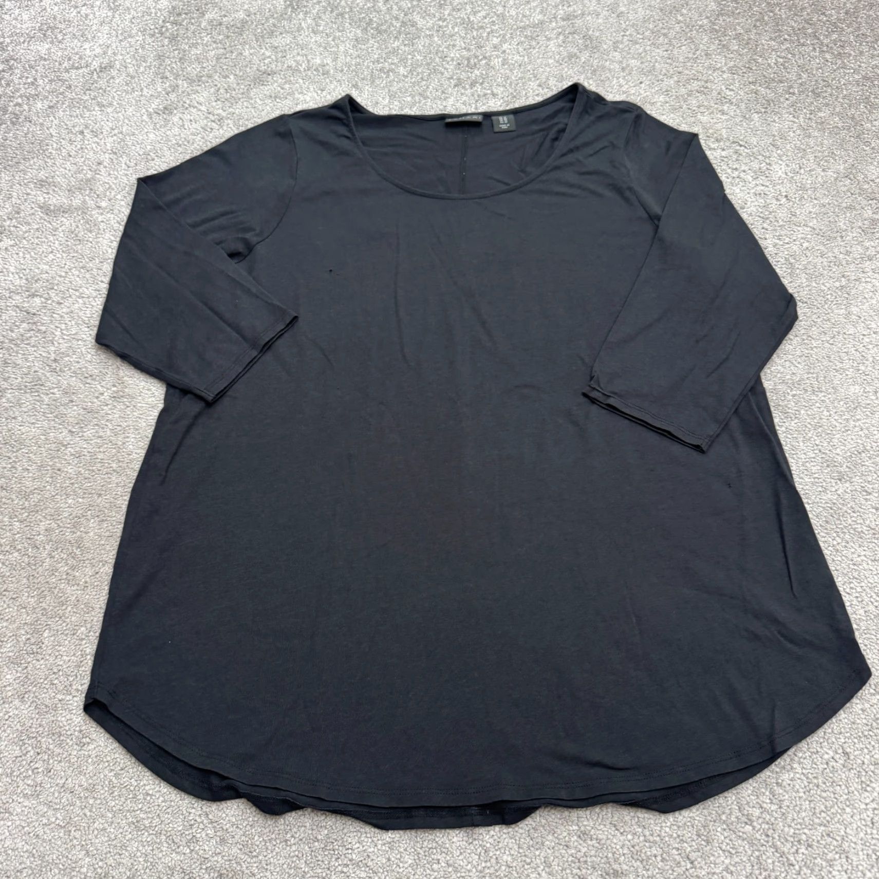 Vintage Tahari Tunic T-Shirt Womens Plus 1X Black 3/4 Sleeve Scoop Neck Knit Cotton Blend Casual Tee Size XL / US 12-14 / IT 48-50 - 2 Thumbnail