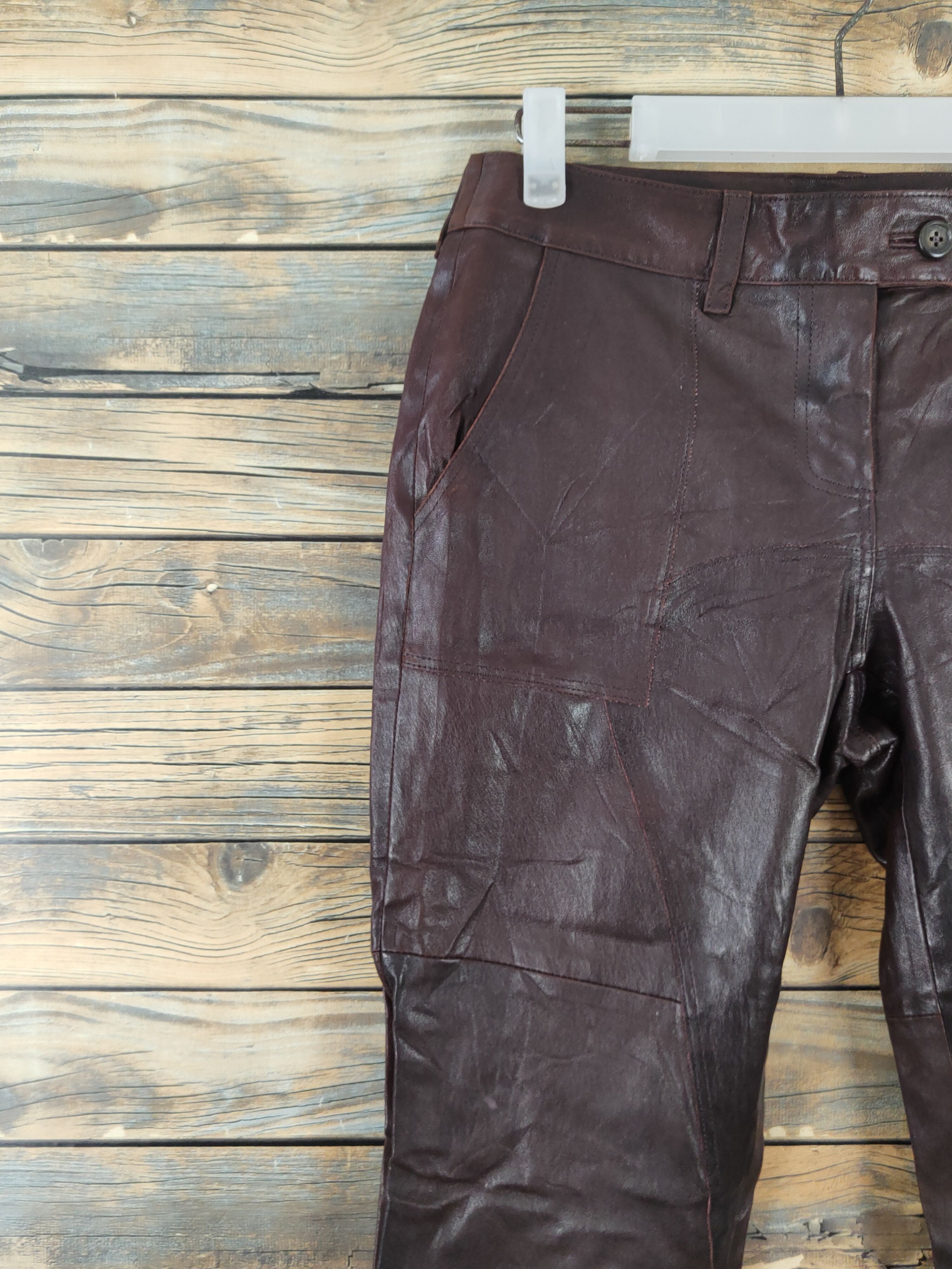 Leather DL Japan Vintage Dark Brown faded Leather lamb Pants #W1885 Size US 28 / EU 44 - 3 Thumbnail