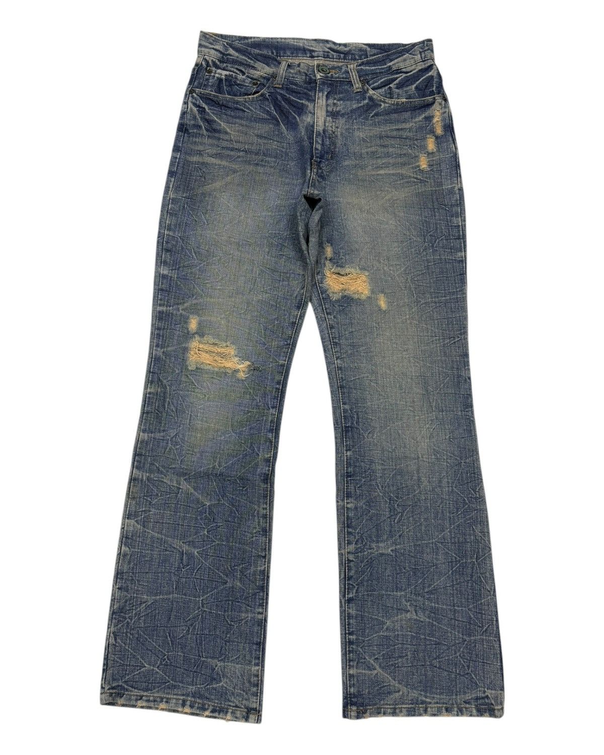 Hysteric Glamour × Japanese Brand × Vintage VINTAGE FLARED JEANS DISTRESS RIPPED JEANS Size US 32 / EU 48 - 1 Thumbnail