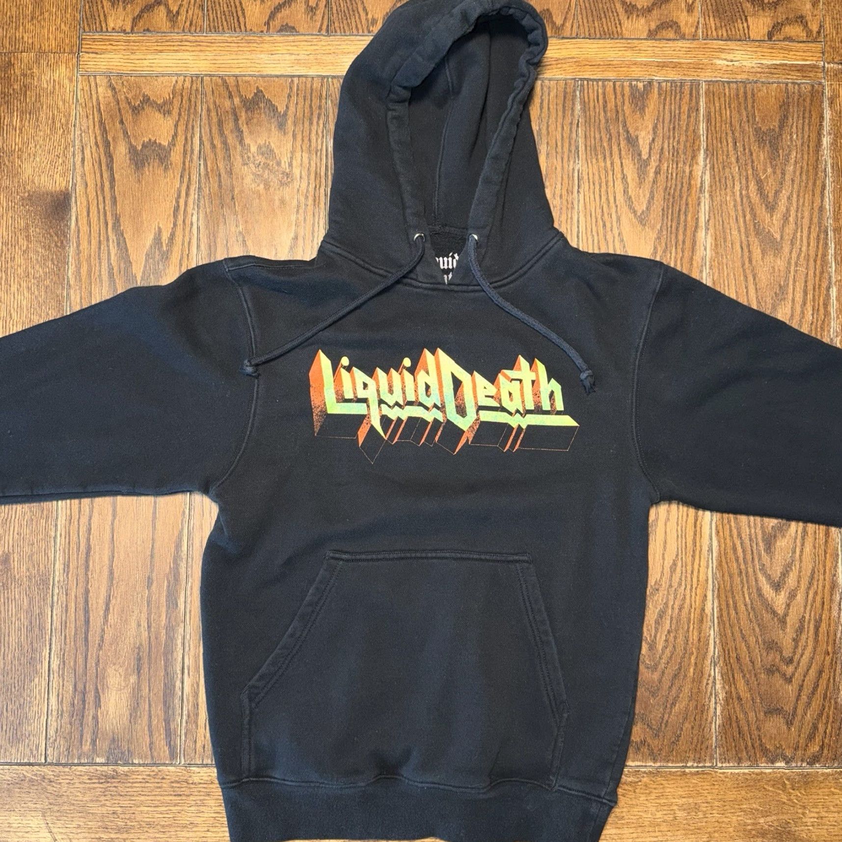 Logo 7 VINTAGE? No — but clothing: Liquid Death Mens Hoodie Sweatshirt Black Medium Graphic Print Logo Grim Reaper Trippy Size US M / EU 48-50 / 2 - 3 Thumbnail