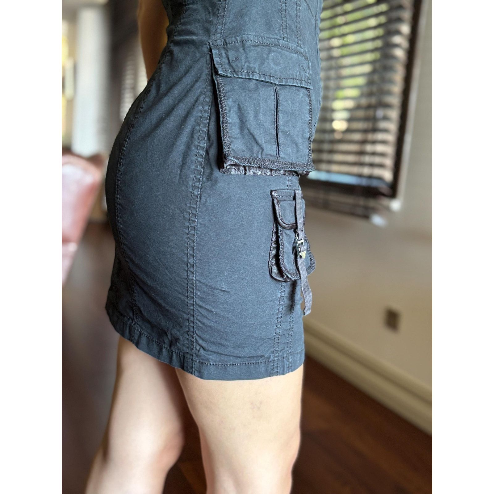 Guess Guess Y2K Black Cargo Mini Dress Zip Utility Size S Archive Size S / US 4 / IT 40 - 2 Thumbnail