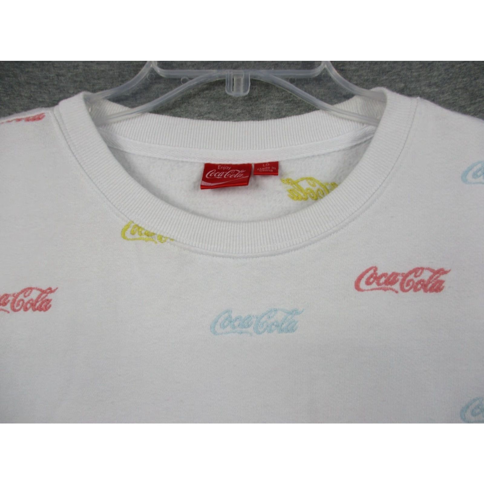 Vintage Coca-Cola Sweatshirt Adult Large White All Over Print Logo Pastel Unisex Adults Logo Sweatshirt Mens Womens Boys Girls Size L / US 10 / IT 46 - 2 Thumbnail
