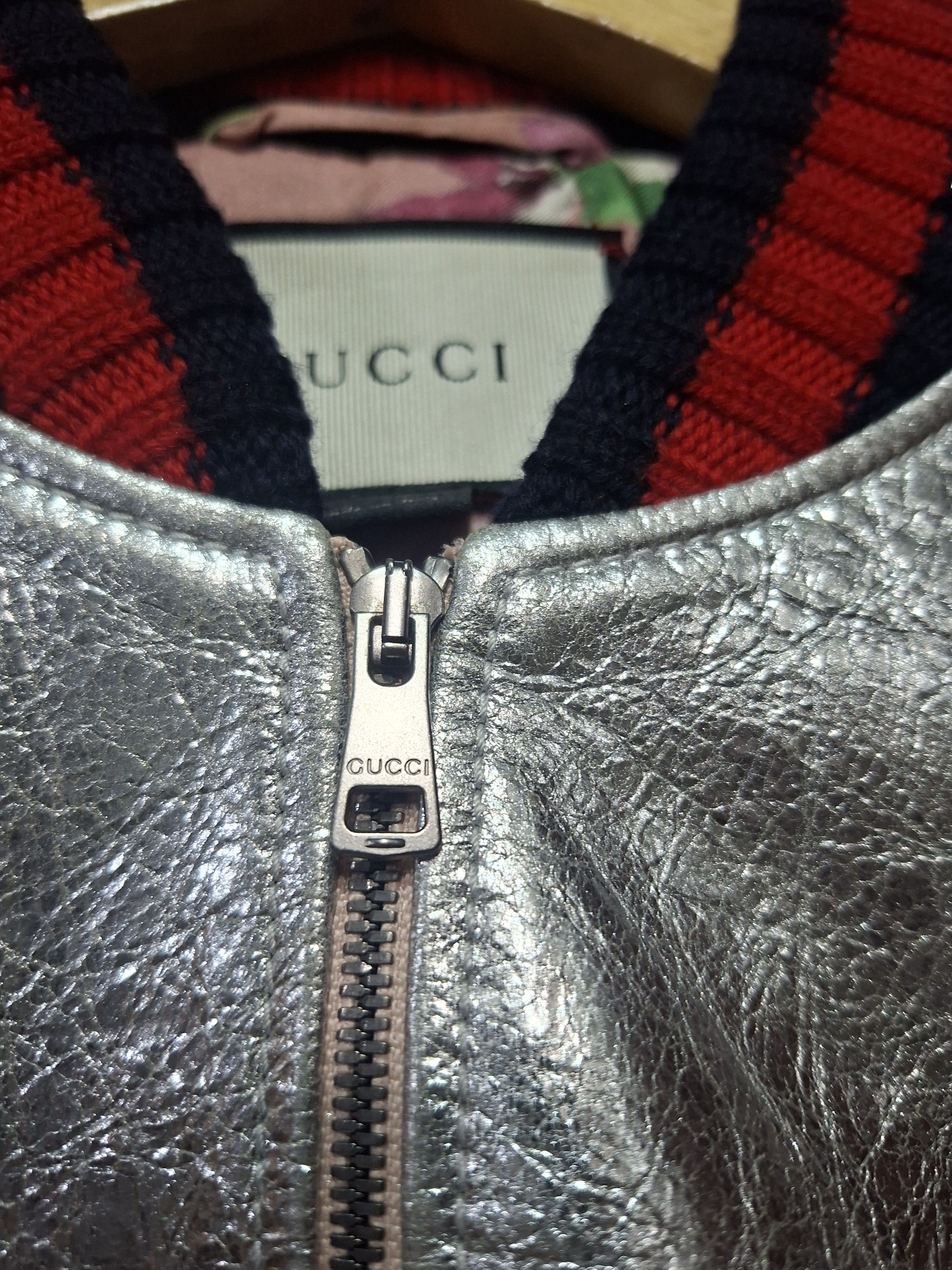 Gucci GUCCI RESORT 2016 CRACKLE LAMBSKIN LEATHER BOMBER Size M / US 6-8 / IT 42-44 - 4 Thumbnail