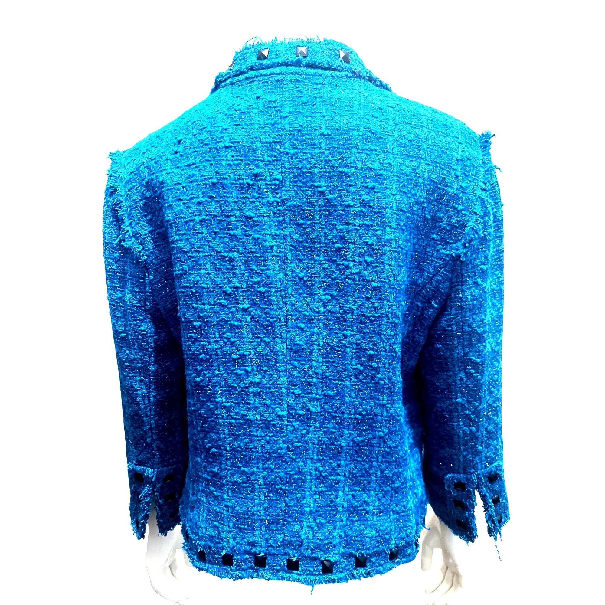 Other Alberto Makali Size 12 Teal Blue Boucle Studded Cropped Twee Size XL / US 12-14 / IT 48-50 - 4 Thumbnail