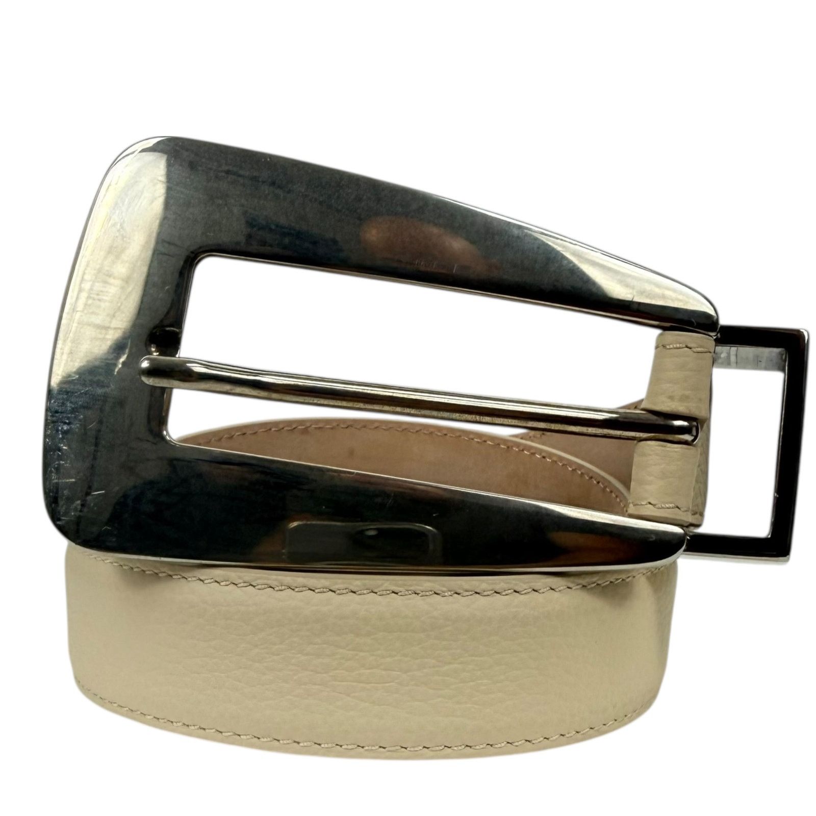 KHAITE Khaite Lucca Leather Belt Solid Brass Buckle Dark Ivory 90 Size ONE SIZE - 2 Thumbnail