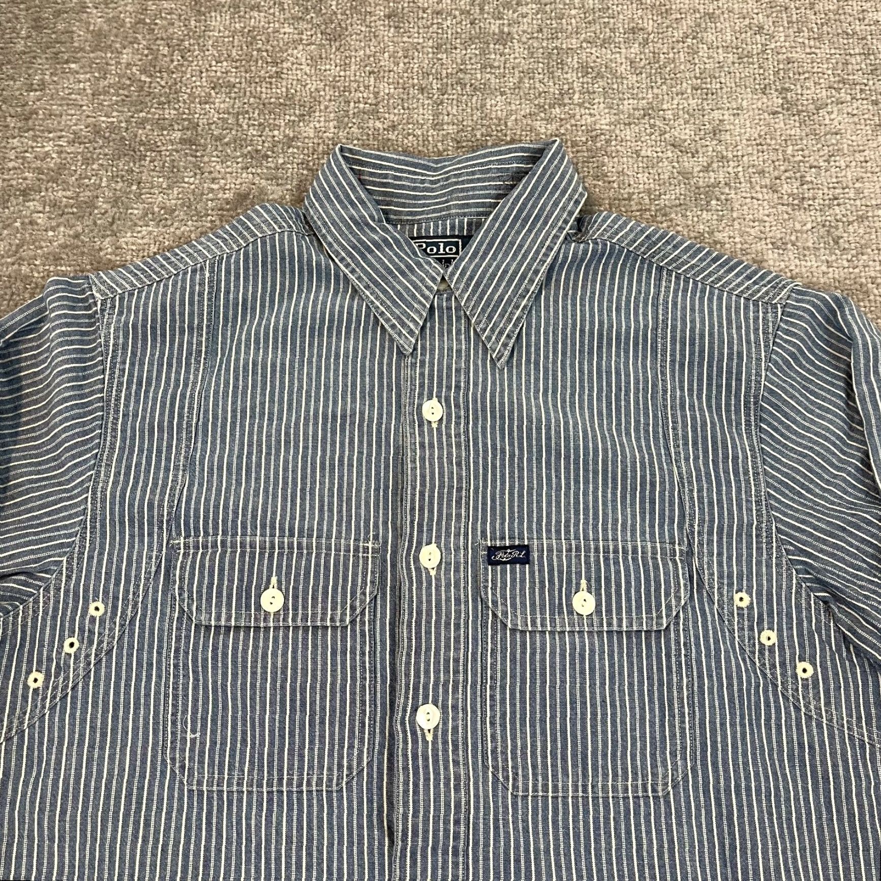 Polo Ralph Lauren VINTAGE Ralph Lauren Shirt Men's Small Blue Striped Polo Button-Up Outdoor Casual Size US S / EU 44-46 / 1 - 3 Thumbnail
