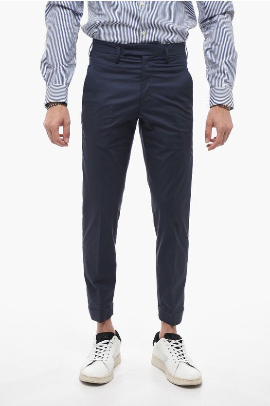 image of Neil Barrett Slim Fit Barrett Metal Pants With Belt Loops in Blue, Men's (Size 31)