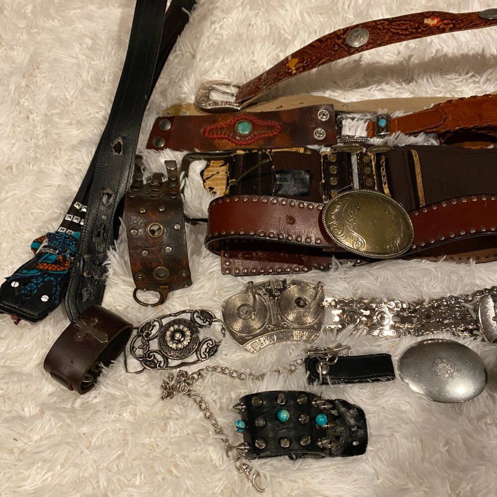Other Vintage Lot of Leather Belts Accesories & Belt Buckles Cuff Size ONE SIZE - 7 Thumbnail
