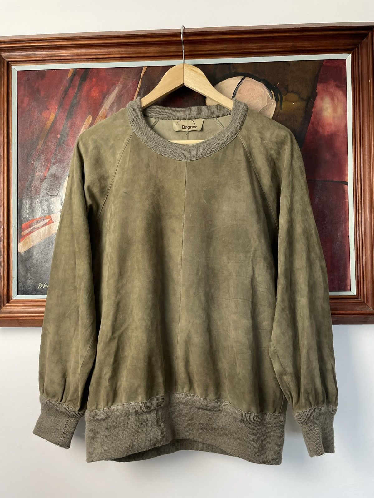 Leather Rare Bogner Leather Suede Crewneck Brown Streeetwear Hype Size M / US 6-8 / IT 42-44 - 1 Thumbnail