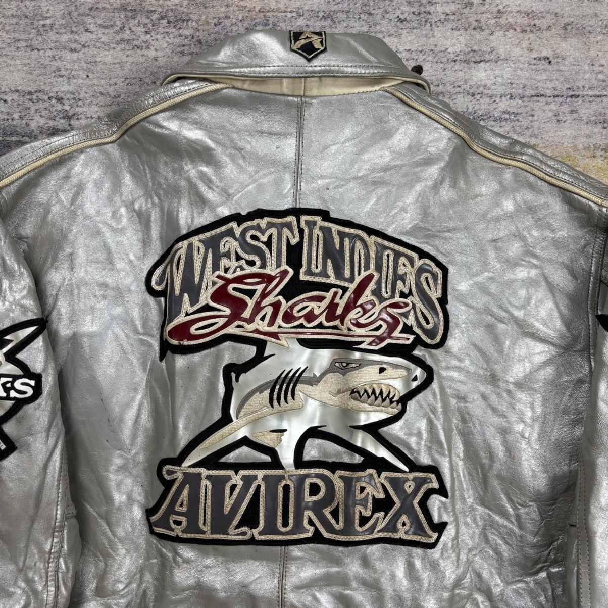 Avirex Vintage 90s Avirex west indies shark varsity leather jacket Size US XXL / EU 58 / 5 - 3 Thumbnail