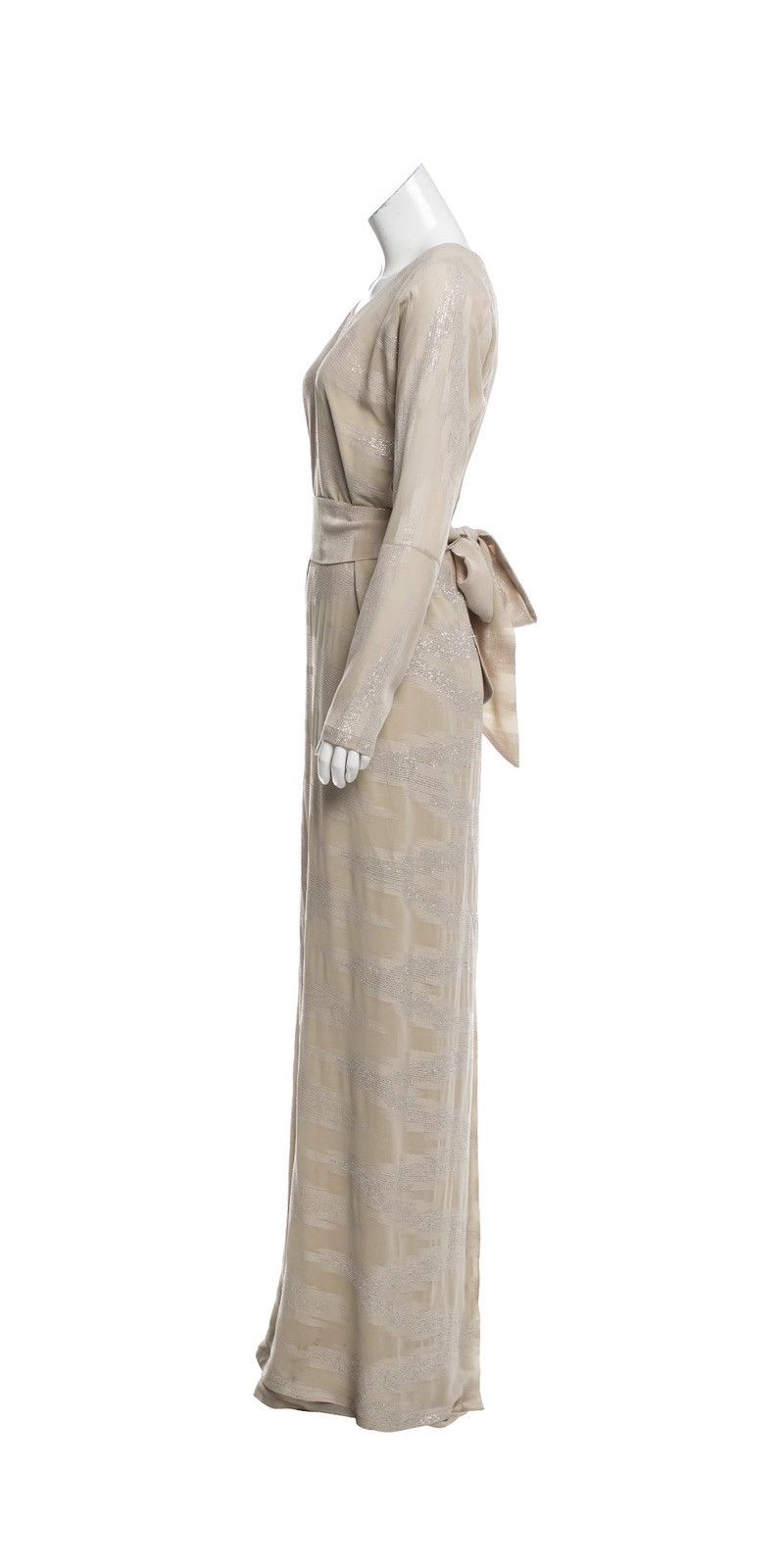 Yigal Azrouel Yigal Azrouël Silk Blend Maxi Dress XS US 2 Creme Striped Size XS / US 0-2 / IT 36-38 - 4 Thumbnail