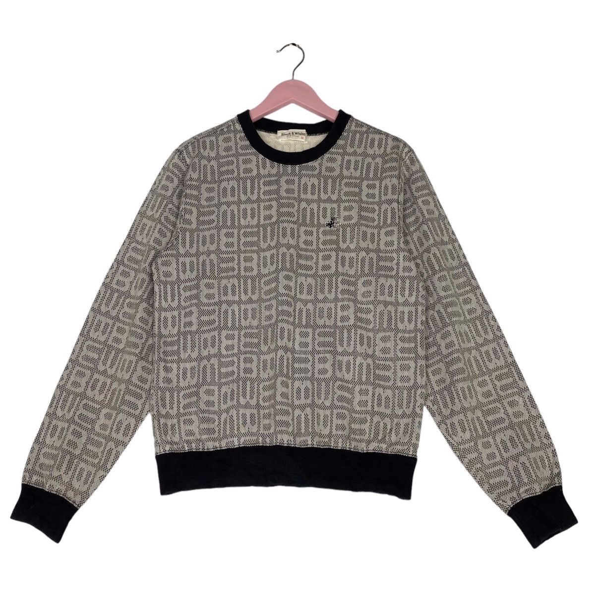 Vintage Vintage Black & White All Over Print Crewneck Sweatshirt Size US M / EU 48-50 / 2 - 1 Thumbnail