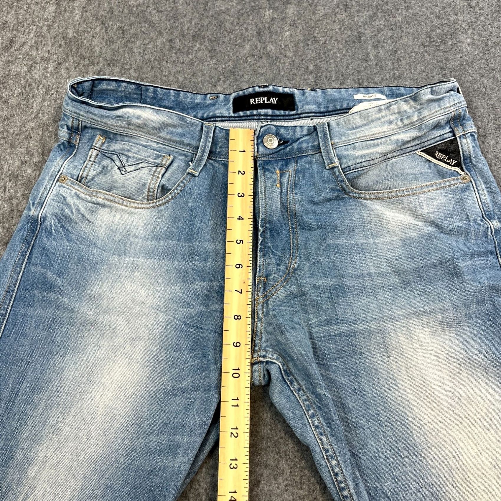 Replay Replay Jeans Slim Tapered 34 34 Light Wash Blue Stretch Whiskers Fades Denim Casual Mens Slim Jeans Size US 34 / EU 50 - 5 Thumbnail