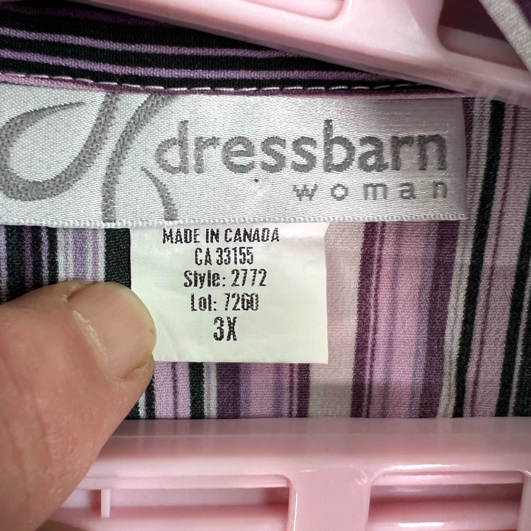 Vintage Dressbarn Blouse Women's 3XL Pink Striped Collared Button Long Sleeve Polyester Blend Plus Size Canadian Made Size XXL / US 16-18 / IT 52-54 - 6 Thumbnail