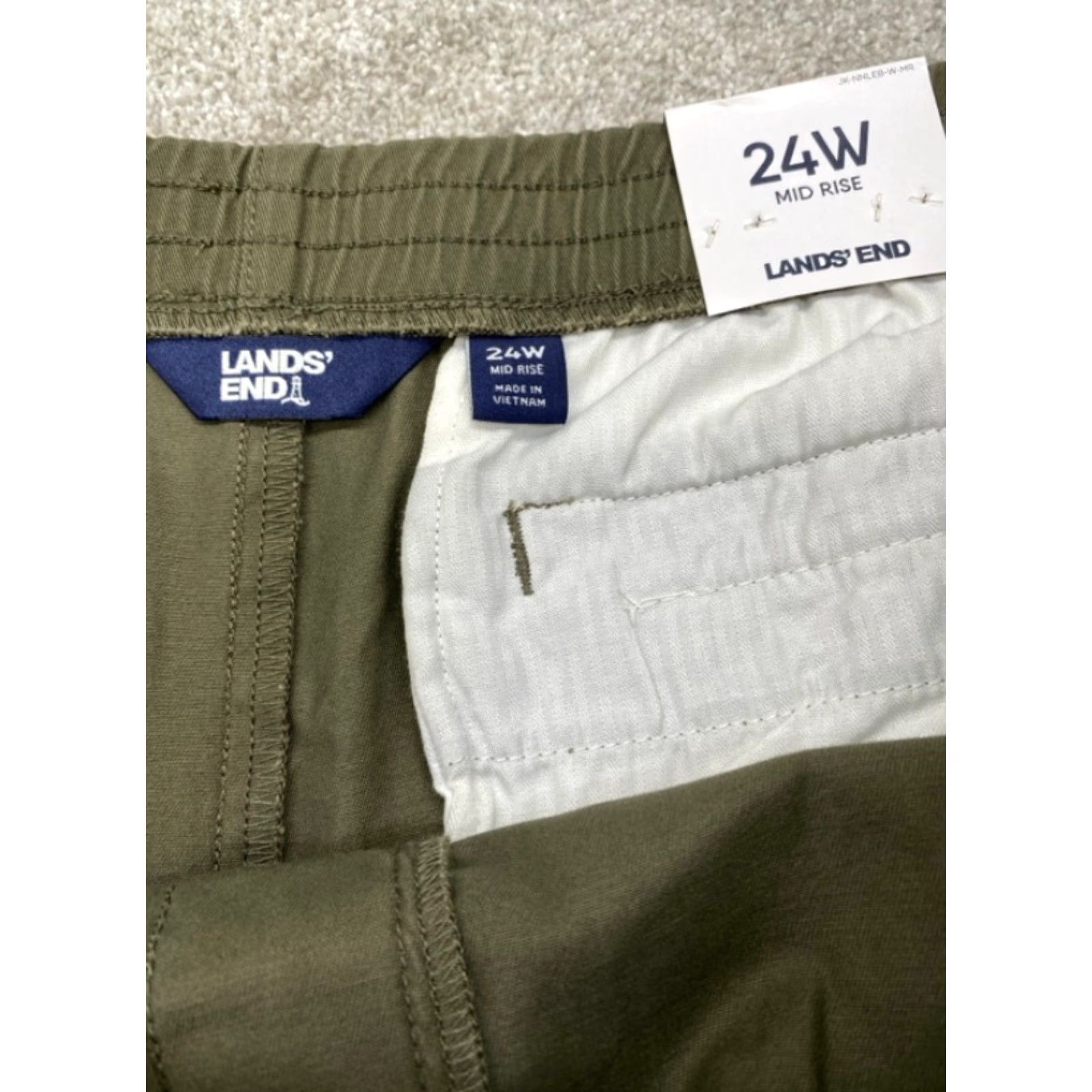 Lands' End VINTAGE Lands' End Shorts Womens 24W Olive Regular Chino Waist 43" Inseam 7.5" Cotton Spandex Stretch Flat Front Slash Pocket 5135 NWT Size 28" / US 6 / IT 42 - 4 Thumbnail