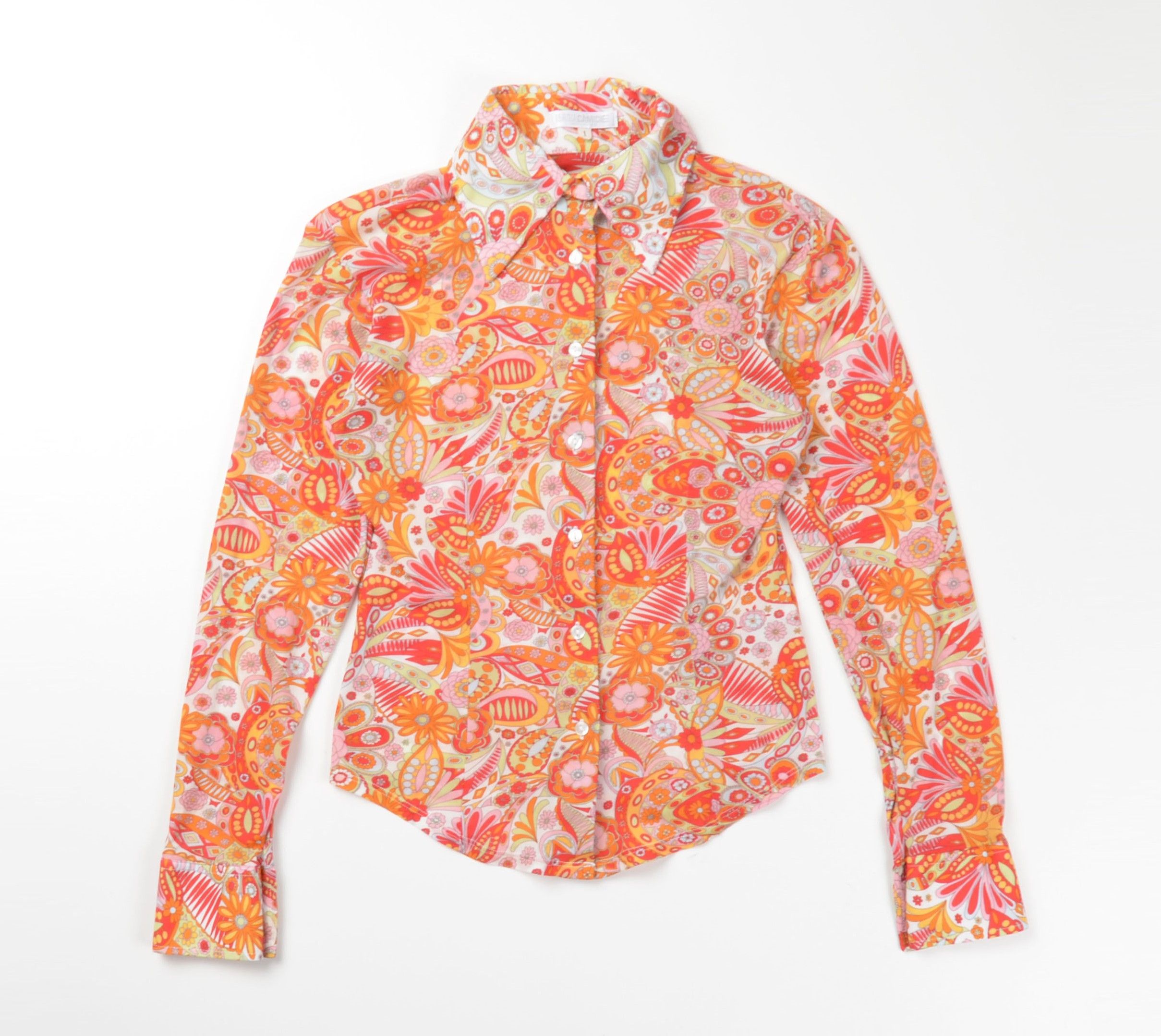 Vintage Vintage Naracamice Y2K Italian Mesh Psychedelic Floral Shirt Size S / US 4 / IT 40 - 3 Thumbnail