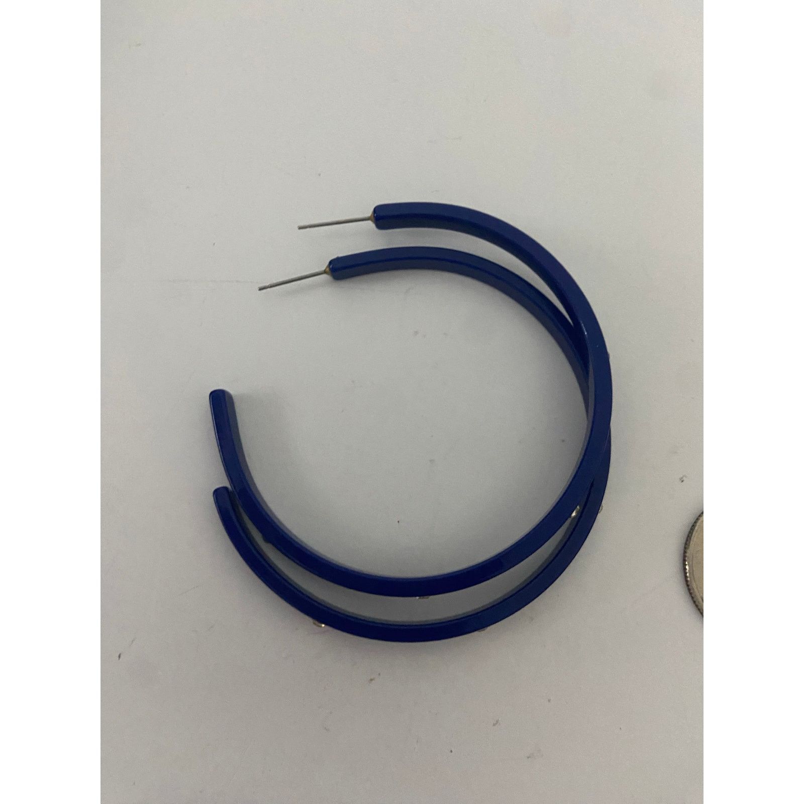 Other Navy blue hoop earrings with rhinestone Size ONE SIZE - 3 Thumbnail