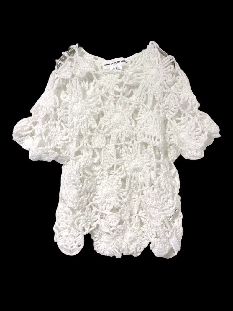 Comme des Garcons Comme Des Garcons Floral embroidered knit cut-out top Size S / US 4 / IT 40 - 1 Thumbnail