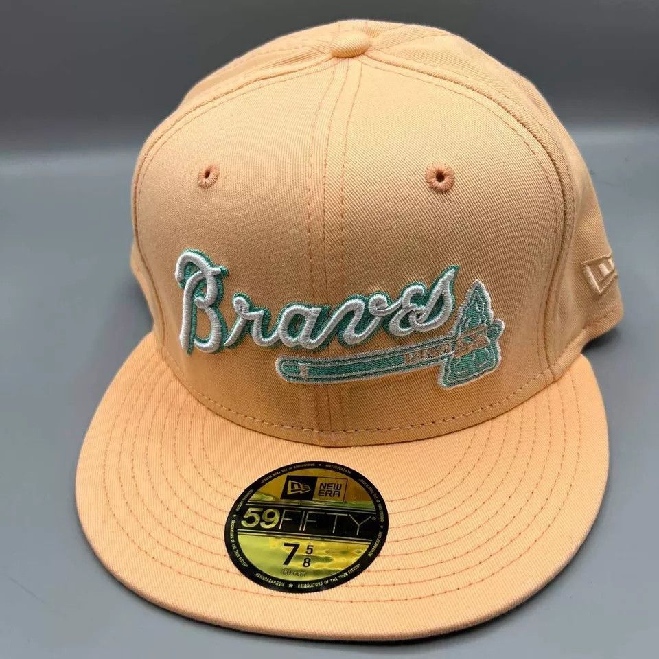 New Era Atlanta Braves Hat Men 7 5/8 59Fifty New Era MLB Fitted Cap Size ONE SIZE - 3 Thumbnail