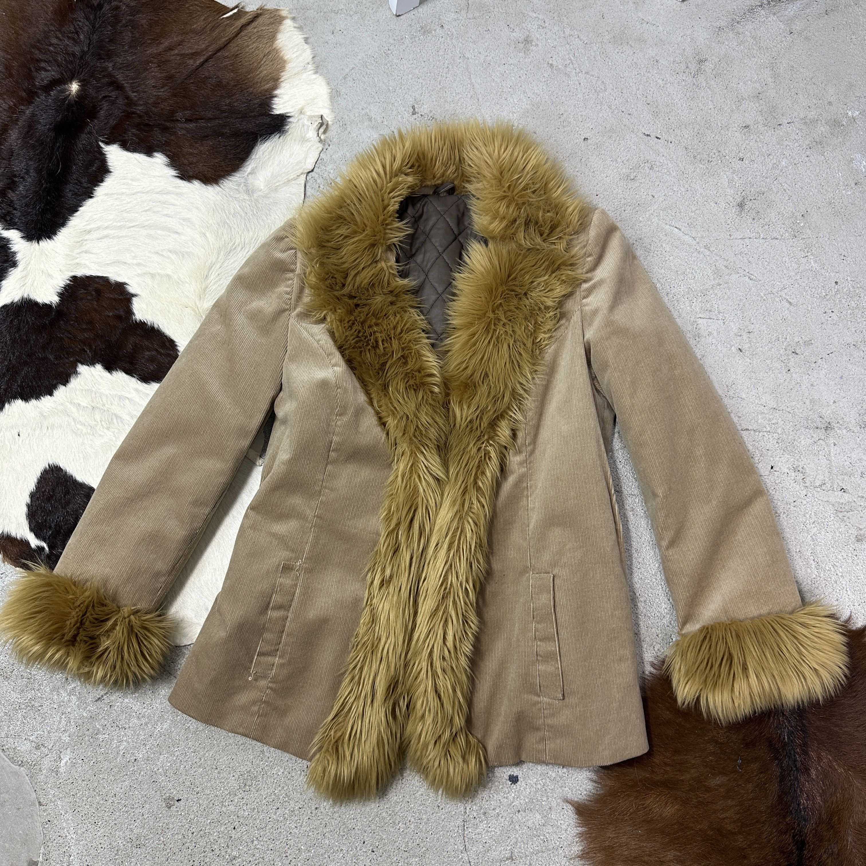 Vintage Vintage Vintage Corduroy Penny Lane Afghan Faux Fur Coat 00s Size M / US 6-8 / IT 42-44 - 5 Thumbnail