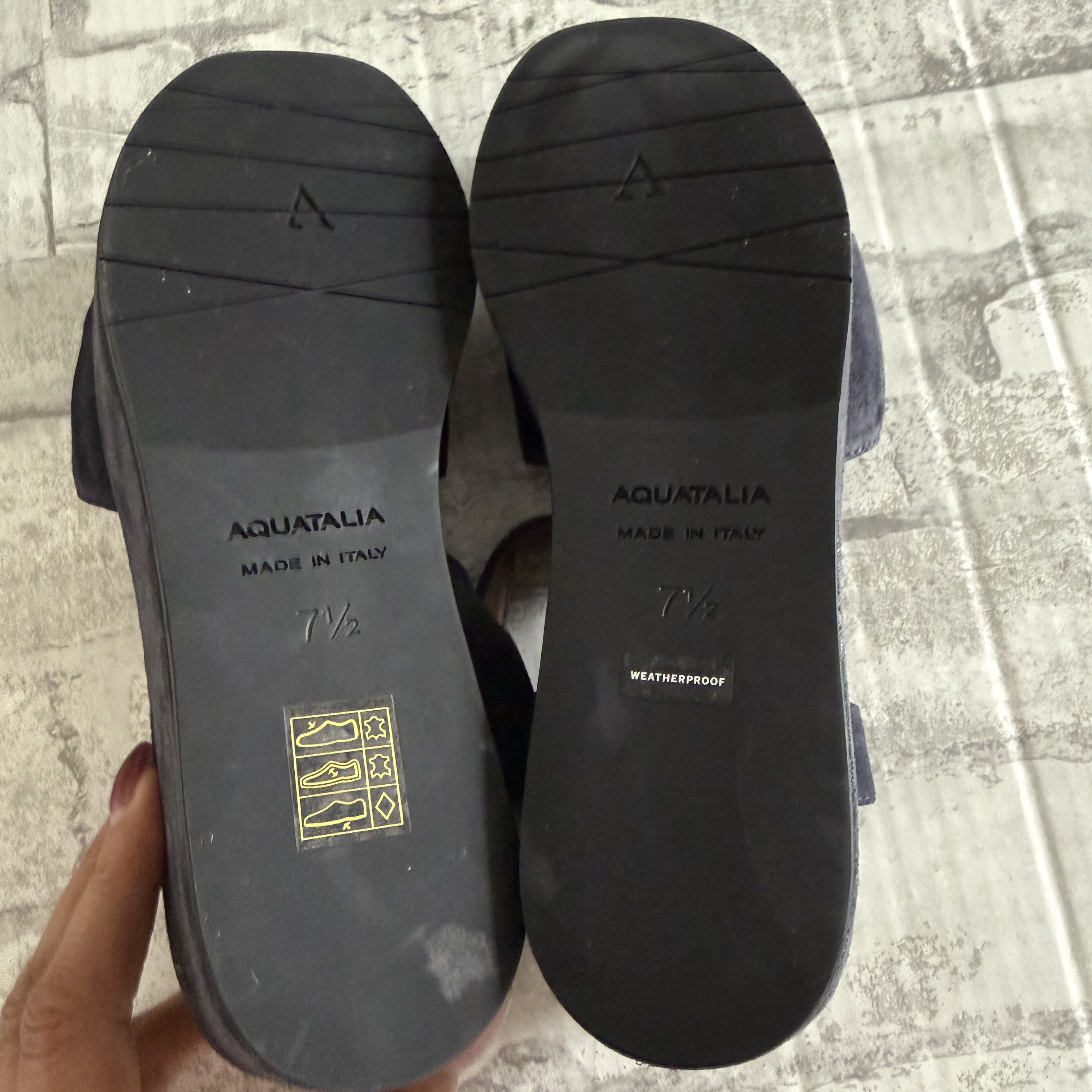 Aquatalia Aquatalia Dinah Navy Suede Water Repellent Platform Wedge Size US 7.5 / IT 37.5 - 5 Thumbnail