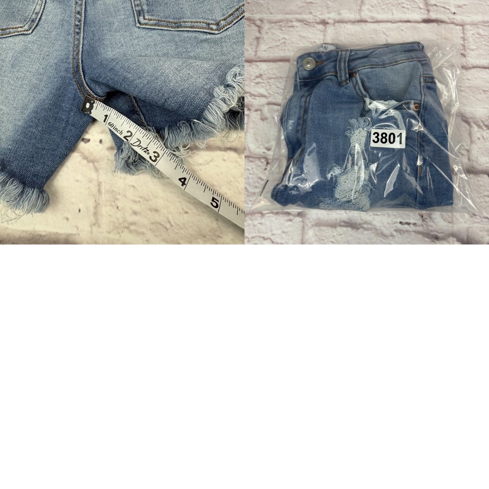 Denime Wax Jean Shorts Womens Small Blue Distressed Denim Cutoff Fringe Raw Hem Size 28" / US 6 / IT 42 - 8 Thumbnail