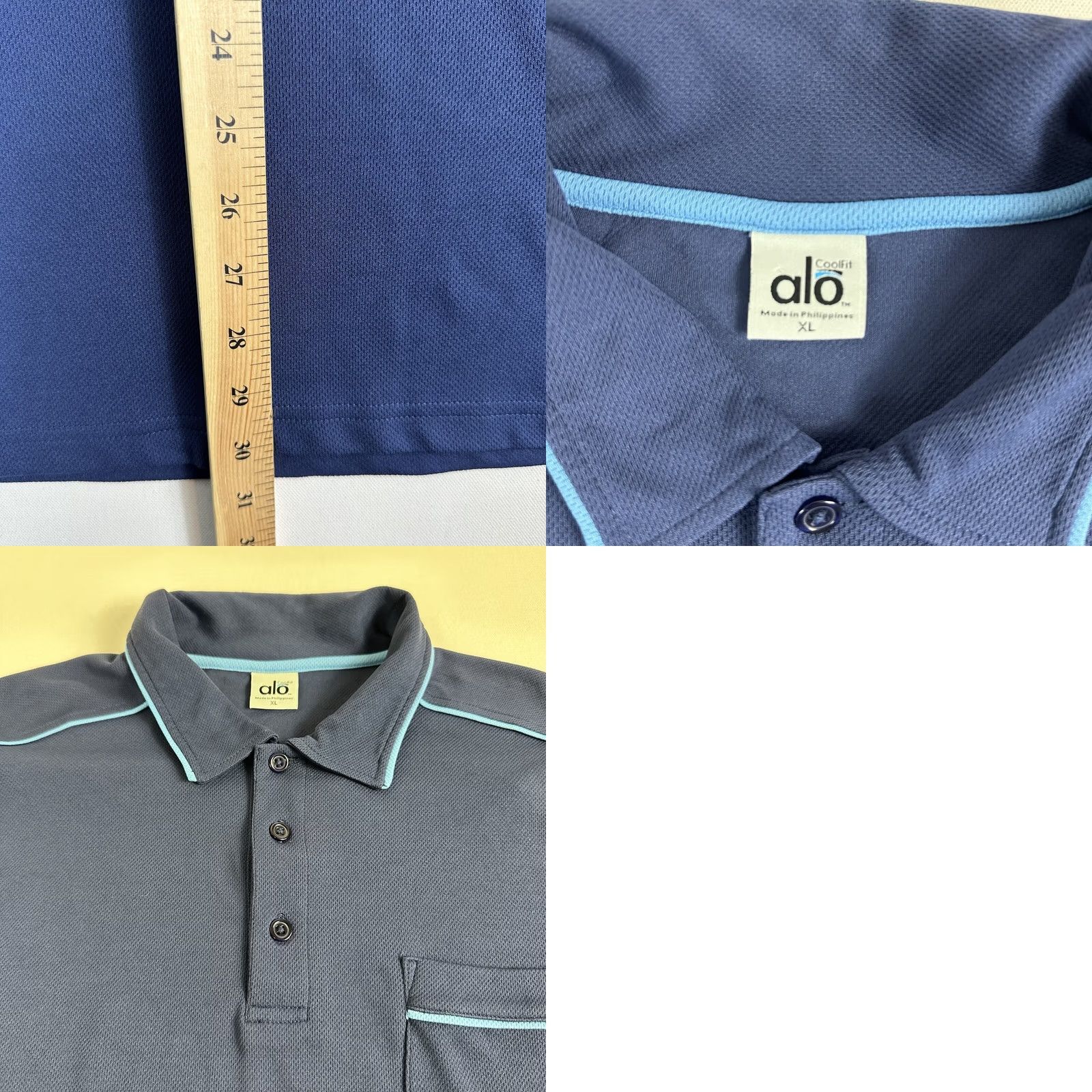 Alo ALO Shirt Mens XL Blue YOGA COOLFIT Polo Short Sleeve golf Fish Graphic Size US XL / EU 56 / 4 - 8 Thumbnail