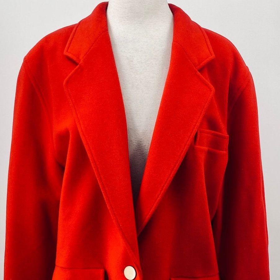Escada Vintage 80s Escada Wool Blazer Coat Oversize Gold Button Red Size L / US 10 / IT 46 - 2 Thumbnail