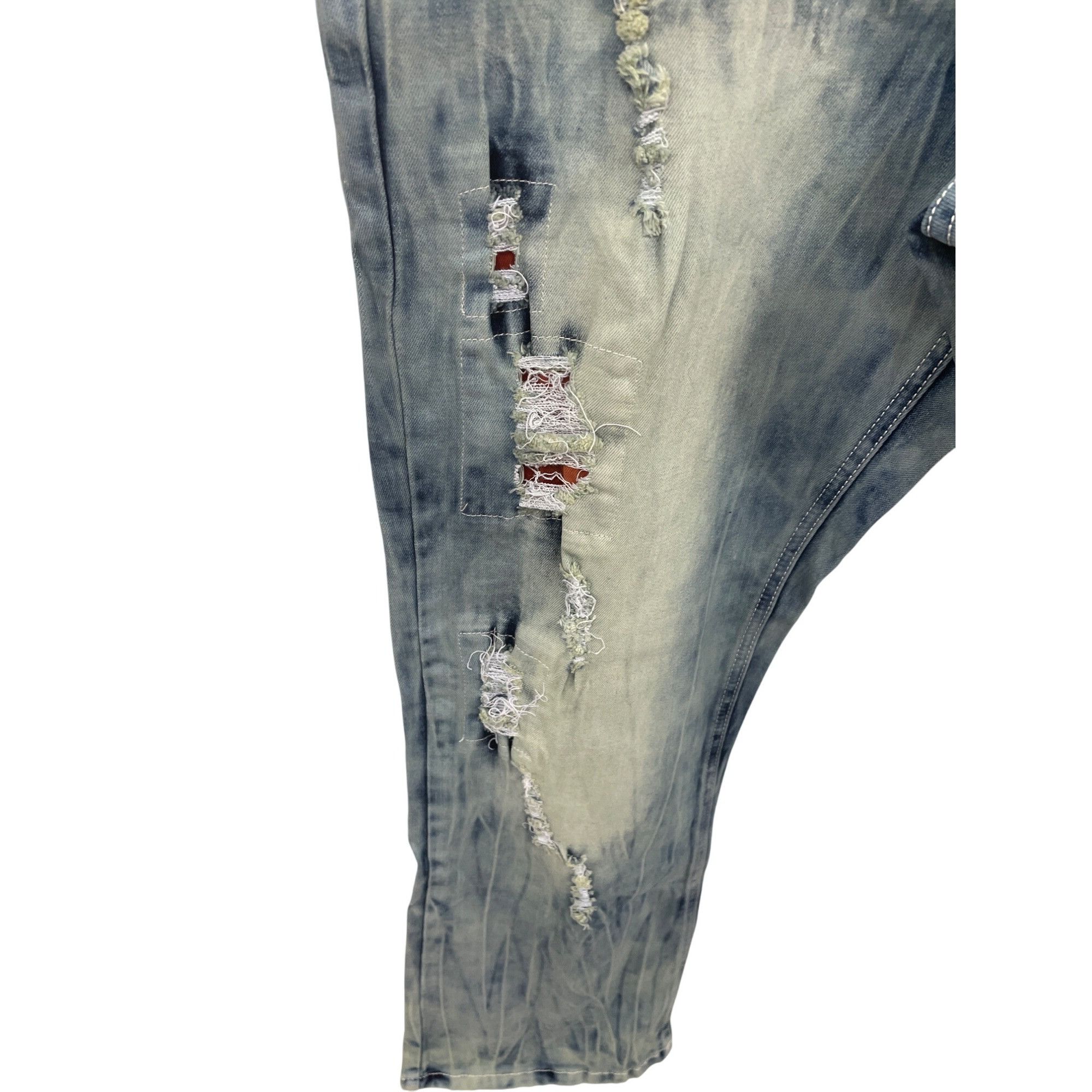 Other Black Premium Mens blue acid distressed Boot Cut Denim Jeans Size US 34 / EU 50 - 4 Thumbnail