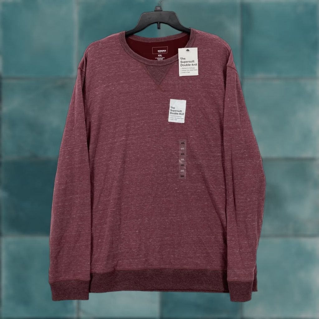 Doublet Sonoma Mens Sweater Pullover 2XL Red Burnt Cherry Supersoft Double Knit Crew Neck Casual Knitwear Size US XXL / EU 58 / 5 - 1 Thumbnail