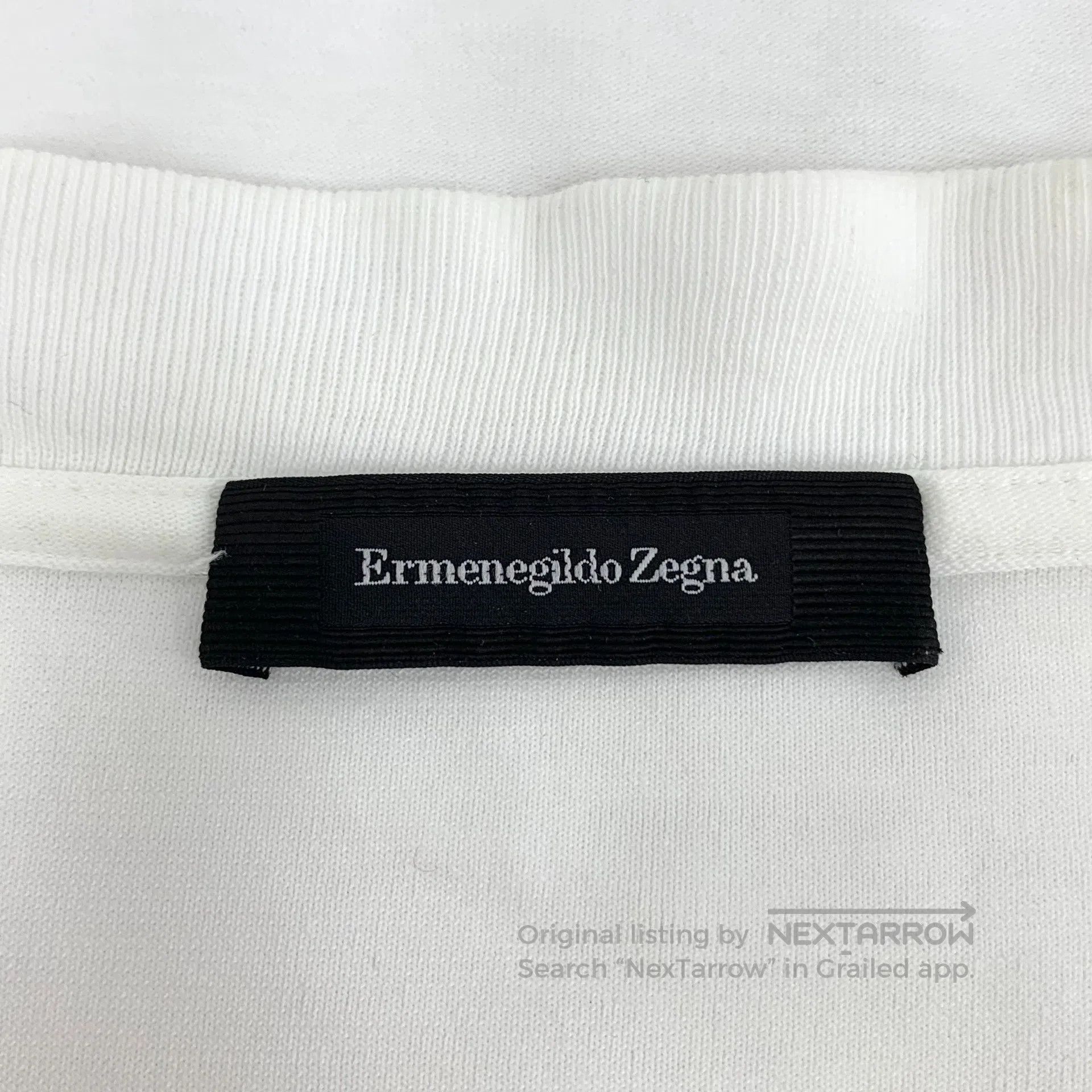 Ermenegildo Zegna Zegna White Jacquard Cotton Crewneck Short Sleeve T-Shirt| Size US XL / EU 56 / 4 - 5 Thumbnail